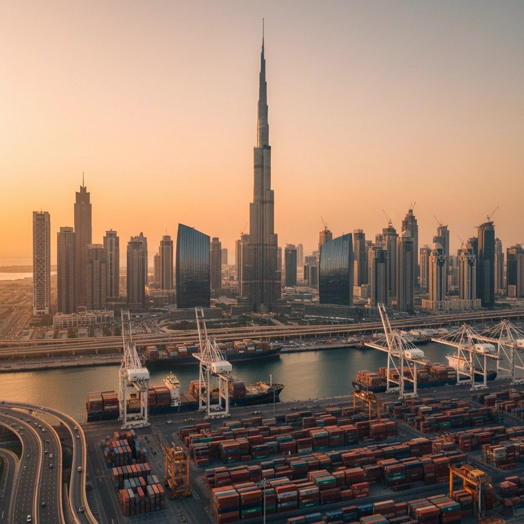 Efficient port operations at Jebel Ali, Dubai — handling global luxury shipments with excellence.